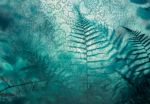 Fototapeet Artgeist In A Forest Retreat - Abstract Composition With Ferns And Patterns, 70 cm x 70 cm