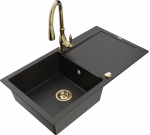 K&ouml;&ouml;givalamu koos kraaniga Mexen Leo, graniit, 90 cm x 50 cm x 19 cm, kuldne/must