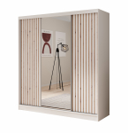 Riidekapp ADRK Ida, valge v., 200 cm x 61 cm x 215 cm, peegliga