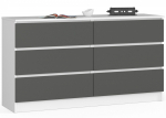 Kummut Akord K140, valge v./hall v., 77 cm x 138.4 cm x 40 cm