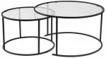 Kohvilaudade komplekt Nordure Aurum, l&auml;bipaistev v./must v., 60 - 80 cm x 80 cm x 39 - 43 cm, 2 tk