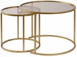 Kohvilaudade komplekt Nordure Aurum, l&auml;bipaistev v./kuldne v./pronksiv&auml;rvi v., 42 - 60 cm x 60 cm x 39 - 43 cm, 2 tk