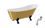 Vann, teisaldatav Besco Olaya Glam, 160 cm x 67 cm x 68 cm, ovaalne, kuldne/valge