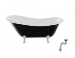 Vann, teisaldatav Besco Otylia B&W, 160 cm x 77 cm x 69.5 cm, ovaalne, valge/must