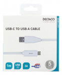 Juhe Deltaco Baltic, USB Type A/USB Type-C, 100 cm, valge