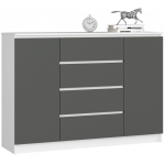 Kummut Akord Furniture Factory K140 2D 4SZ, hall v./valge matt v., 99 cm x 138.4 cm x 40 cm