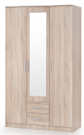 Riidekapp Lima S-3, tamm v., 120 cm x 52 cm x 205 cm, peegliga