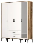 Riidekapp Kalune Design Kumsal STR, valge v./p&auml;hklipuu v., 47.5 cm x 160 cm x 201.4 cm, peegliga