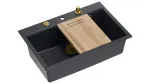 K&ouml;&ouml;givalamu Quadron Marc Workstation, graniit, 92 cm x 58 cm x 29 cm, kuldne v./must v./hall v.