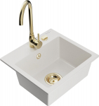 K&ouml;&ouml;givalamu koos kraaniga Mexen Milo, vaik/graniit, 43.5 cm x 41 cm x 17.1 cm, valge