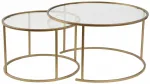 Kohvilaud Nordure Aurum, l&auml;bipaistev v./kuldne v., 60 - 80 cm x 80 cm x 39 - 43 cm, 2 tk