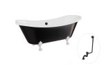 Vann, teisaldatav Besco Amelia B&W, 190 cm x 77 cm x 69 cm, ovaalne, valge/must