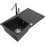 K&ouml;&ouml;givalamu koos kraaniga Mexen Cesar, graniit, 77.5 cm x 47 cm x 19 cm, metallic black/gold+chrome