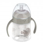 Pudel silikoonk&otilde;rrega Lovi First Cup, 150 ml, 6+ kuud, plastik/silikoon, hall v.