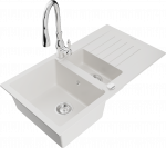 K&ouml;&ouml;givalamu koos kraaniga Mexen Matias Savita, graniit, 90 cm x 50.5 cm x 20 cm, valge/h&otilde;be