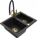 K&ouml;&ouml;givalamu koos kraaniga Mexen Carlos, graniit, 58.2 cm x 47.5 cm x 17.7 cm, metallic black/gold+black/gold