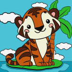 Maalimine numbrite j&auml;rgi Ideyka Cute Tiger, mitmev&auml;rviline