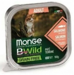 Kassi m&auml;rgtoit Monge BWild Cat Grain Free Salmon With Vegetables, 0.100 kg