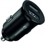 Auto laadija Swissten Metal Premium Car charger, 2 x USB, must