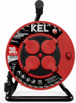 Pikendusjuhe trumlil Kel Professional Line, H05RR-F, 3 x 1,5 mm&sup2;, 30 m, IP44, 4 pesa