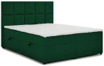 Voodi kahekohaline kontinentaalne Glossy Kronos 19, 185 x 200 cm, roheline v., madratsiga, p&otilde;hjalippidega