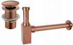 Sifoonikomplekt "click-clack" kaanega vannitoavalamu jaoks Mexen, 65 mm, click clack-funktsioon, rose gold