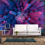 Fototapeet Artgeist Crystal - Geometric Fantasy With 3D Elements In Purple Tones, 70 cm x 70 cm