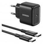 Telefoni laadija Ugreen CD250, USB Type C, 4.6 cm, must v., 25 W