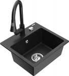 K&ouml;&ouml;givalamu koos kraaniga Mexen Milo, graniit, 43.5 cm x 41 cm x 17.1 cm, metallic black/silver+black