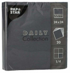 Pabersalvr&auml;tikud Pap Star Daily Collection, 24 cm x 24 cm, must v., 20 tk