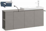 Vannitoakapp valamuga Kalune Design Ferla, pruunikas hall v., 44 cm x 110 cm x 45 cm