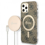Telefonikorpuse ja laadija komplekt Guess GUBPP12MH4EACSW, Apple iPhone 12/Apple iPhone 12 Pro, pruun v.