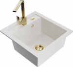 K&ouml;&ouml;givalamu koos kraaniga Mexen Vito, graniit, 49 cm x 52 cm x 21 cm, kuldne/valge