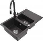 K&ouml;&ouml;givalamu koos kraaniga Mexen Gaspar, graniit, 73 cm x 47 cm x 17.7 cm, valge/h&otilde;be/must