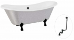 Vann, teisaldatav Besco Amelia Glam, 190 cm x 77 cm x 69 cm, ovaalne, h&otilde;be/must