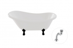 Vann, teisaldatav Besco Otylia, 160 cm x 70 cm x 69.5 cm, ovaalne, valge/must