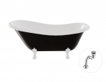 Vann, teisaldatav Besco Otylia B&W, 160 cm x 77 cm x 69.5 cm, ovaalne, valge/must