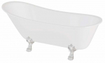 Vann, teisaldatav Besco Olaya, 160 cm x 68 cm x 68 cm, ovaalne, valge/kroom