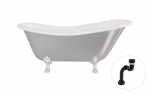 Vann, teisaldatav Besco Otylia Glam, 160 cm x 77 cm x 68.5 cm, ovaalne, h&otilde;be/must