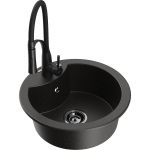 K&ouml;&ouml;givalamu koos kraaniga Mexen Diego, graniit, 48.8 cm x 48.8 cm x 16.7 cm, metallic black/gold+black