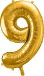 Fooliumist &otilde;hupall number PartyDeco Nr. 9, roosa kuld v.