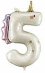 &Otilde;hupall number PartyDeco Unicorn 5, kuldne v./roosa v./pruunikas v.