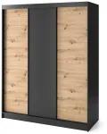 Riidekapp Esville III, tamm v./must v., 180 cm x 220 cm x 60 cm