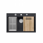 K&ouml;&ouml;givalamu Quadron Marc Workstation, graniit, 76 cm x 50 cm x 23.5 cm, must v.