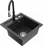 K&ouml;&ouml;givalamu koos kraaniga Mexen Vito Savita, graniit, 52 cm x 49 cm x 21 cm, must/kroom