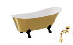 Vann, teisaldatav Besco Olaya Glam, 160 cm x 68 cm x 68 cm, ovaalne, kuldne/must