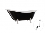 Vann, teisaldatav Besco Otylia B&W, 170 cm x 77 cm x 69.5 cm, ovaalne, valge/must
