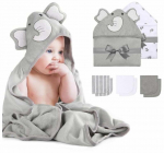 Laste r&auml;tikute komplekt Momcozy Elephant WC014-U200NB-A, valge v./hall v., 76 cm x 76 cm, 8 tk