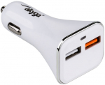 Auto laadija Akyga, 2 x USB, valge v.