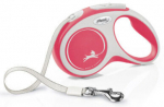 Automaatne jalutusrihm Flexi New Comfort Tape, valge v./punane v., S 5m
